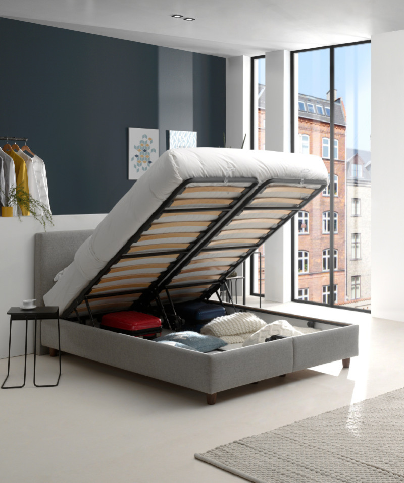 Lit Coffre Madrid – Sommier intégré et coffre de rangement