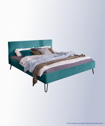 Lit Falco – Tissu bleu et design moderne