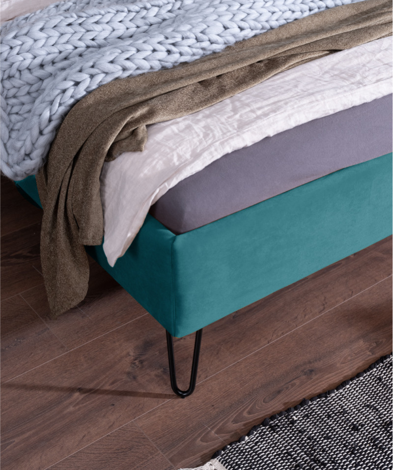Lit Falco – Tissu bleu et design moderne