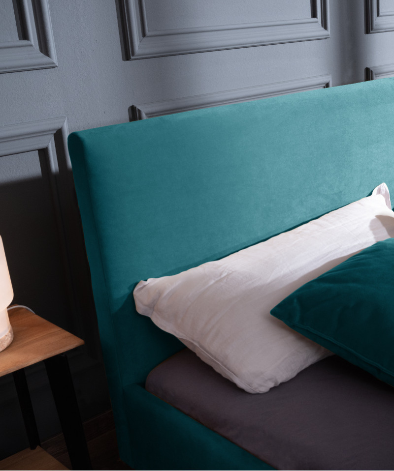 Lit Falco – Tissu bleu et design moderne