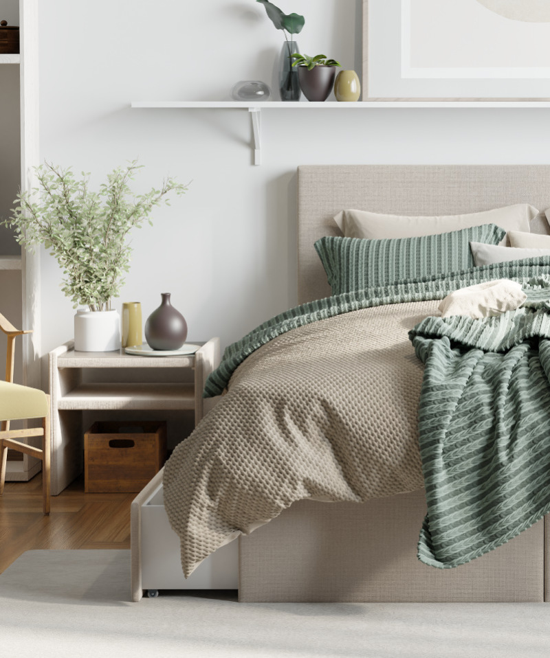 Lit Laddi – Rangement intégré et confort stable