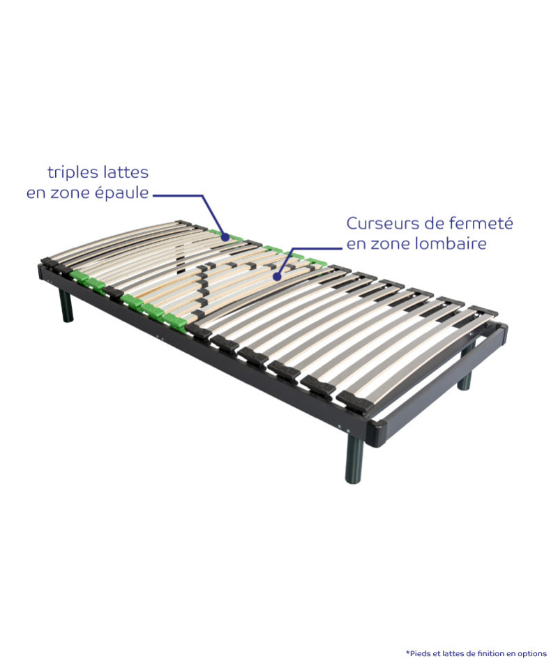 Sommier Virtuose Plat – Double lattes & zone lombaire réglable