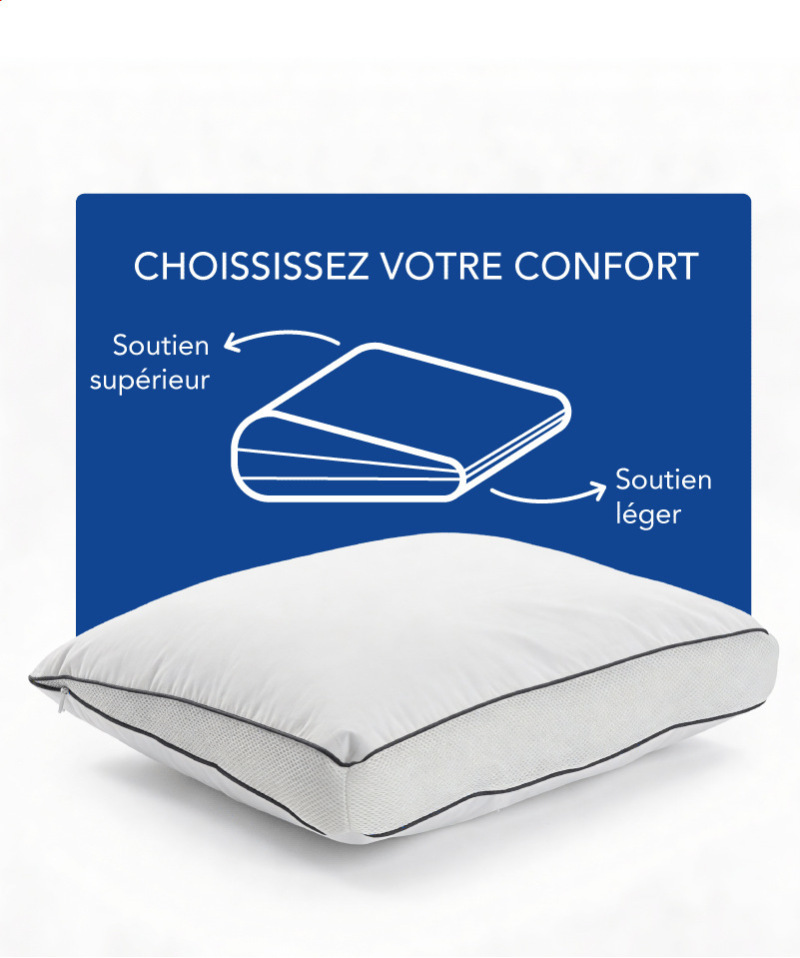 Oreiller Duö - Deux hauteurs pour un sommeil précis