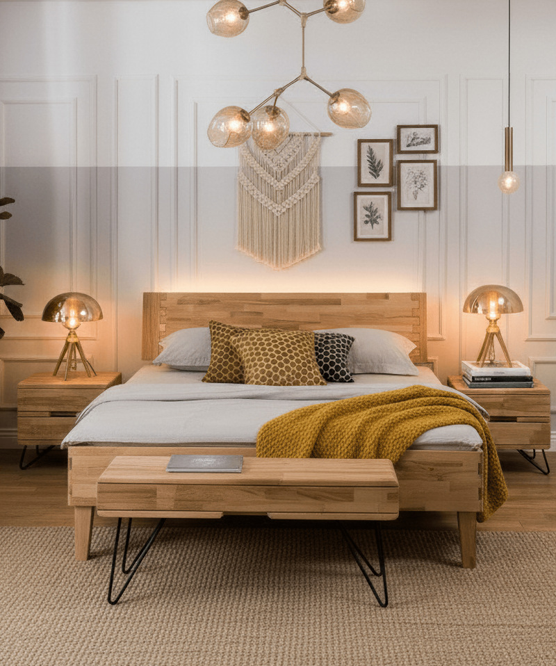 Lit Atlanta – Chêne massif et design