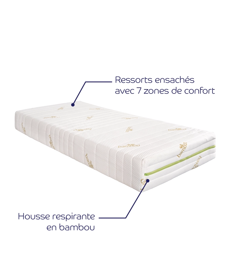 Matelas Paris – Ressorts ensachés et mousse ferme 7 zones