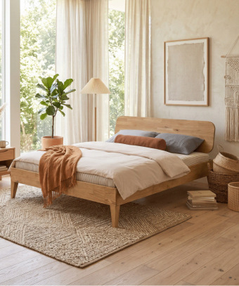 Lit Sana – Bois massif huilé et design naturel