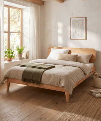 Lit Sana – Bois massif huilé et design naturel