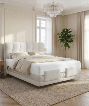 Boxspring électrique Majestia – Confort ajustable et tête capitonnée