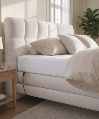 Boxspring électrique Majestia – Confort ajustable et tête capitonnée