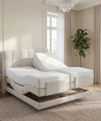 Boxspring électrique Majestia – Confort ajustable et tête capitonnée