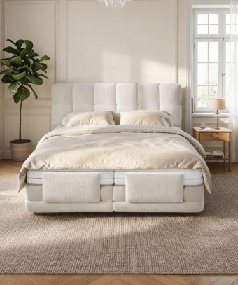 Boxspring électrique Majestia – Confort ajustable et tête capitonnée