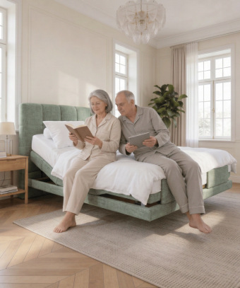 Boxspring électrique Majestia – Confort ajustable et tête capitonnée