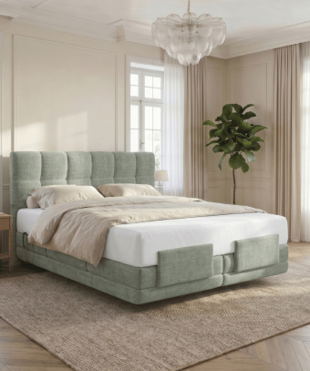 Boxspring électrique Majestia – Confort ajustable et tête capitonnée