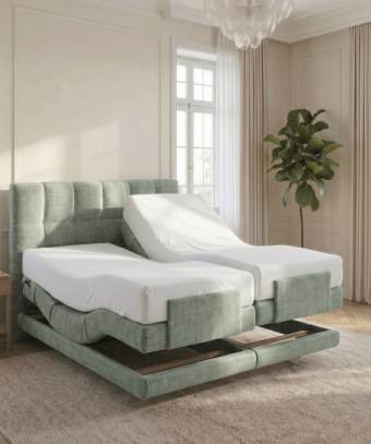 Boxspring électrique Majestia – Confort ajustable et tête capitonnée