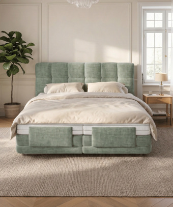 Boxspring électrique Majestia – Confort ajustable et tête capitonnée