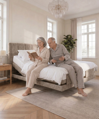 Boxspring électrique Majestia – Confort ajustable et tête capitonnée