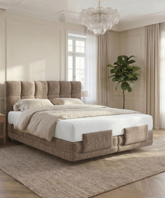 Boxspring électrique Majestia – Confort ajustable et tête capitonnée