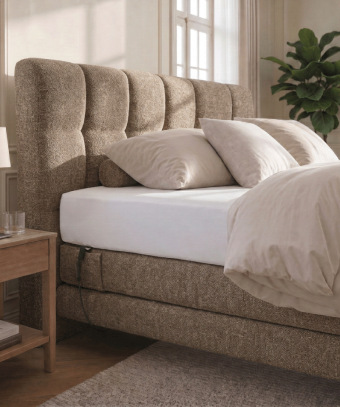 Boxspring électrique Majestia – Confort ajustable et tête capitonnée