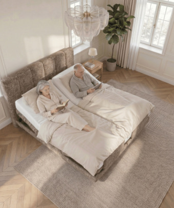 Boxspring électrique Majestia – Confort ajustable et tête capitonnée
