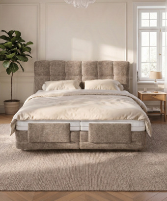 Boxspring électrique Majestia – Confort ajustable et tête capitonnée