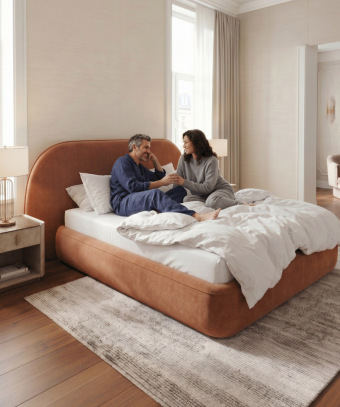 Lit Calya – Design hôtel et tête de lit arrondie