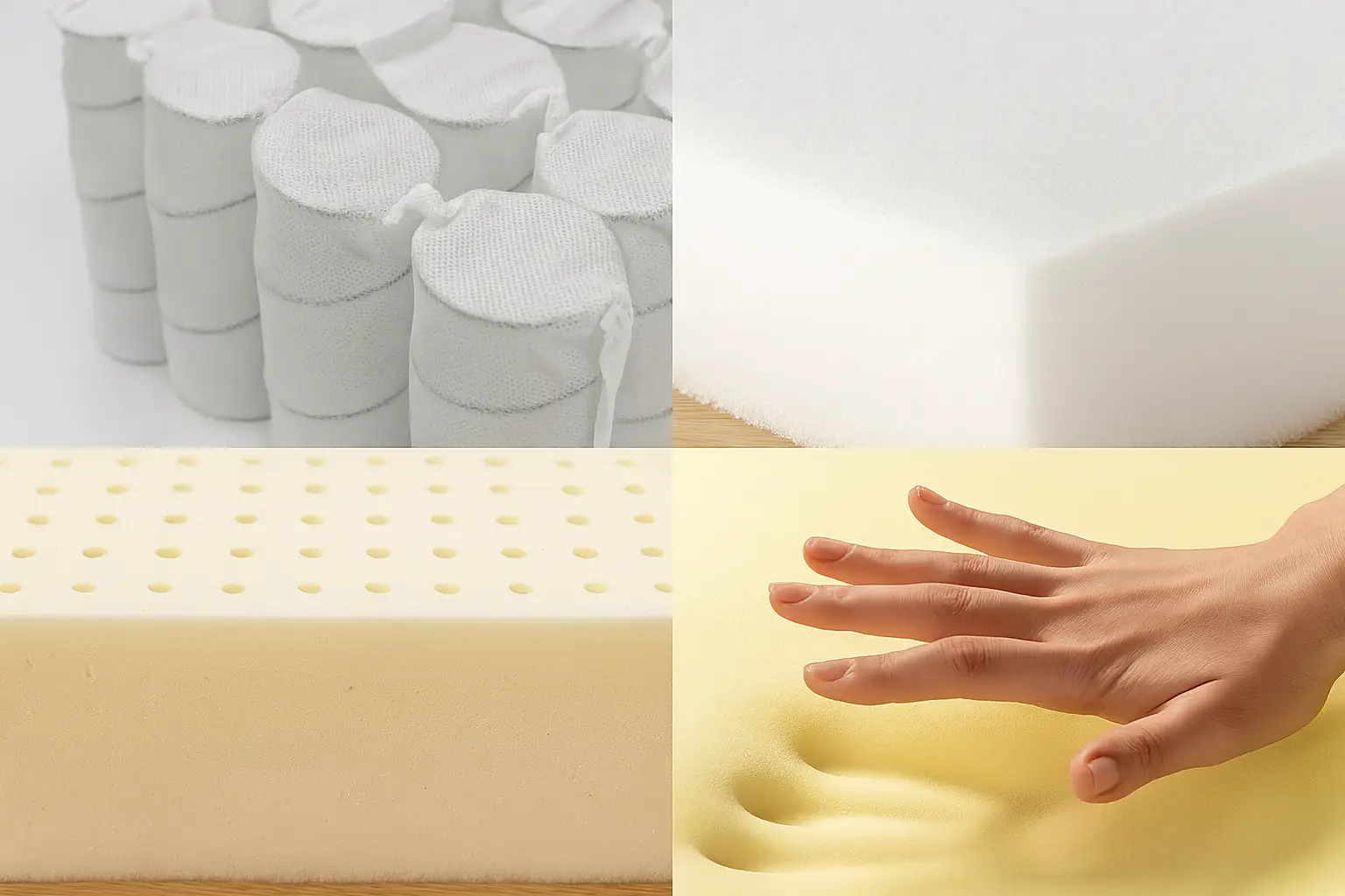 matelas en mousse, mémoire de forme ,latex et ressorts ensachés