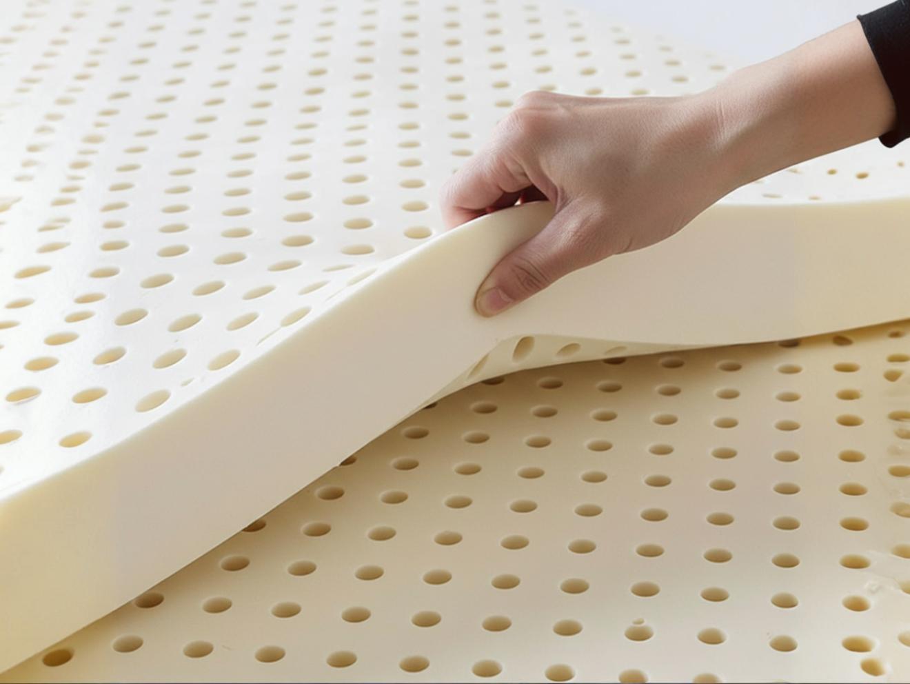 Photo de blocs en latex naturel entrant dans la compotision des matelas