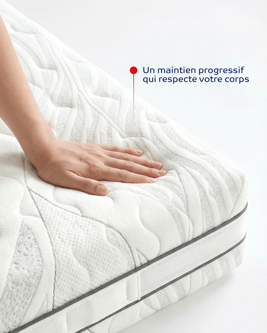 main qui appuie sur le matelas